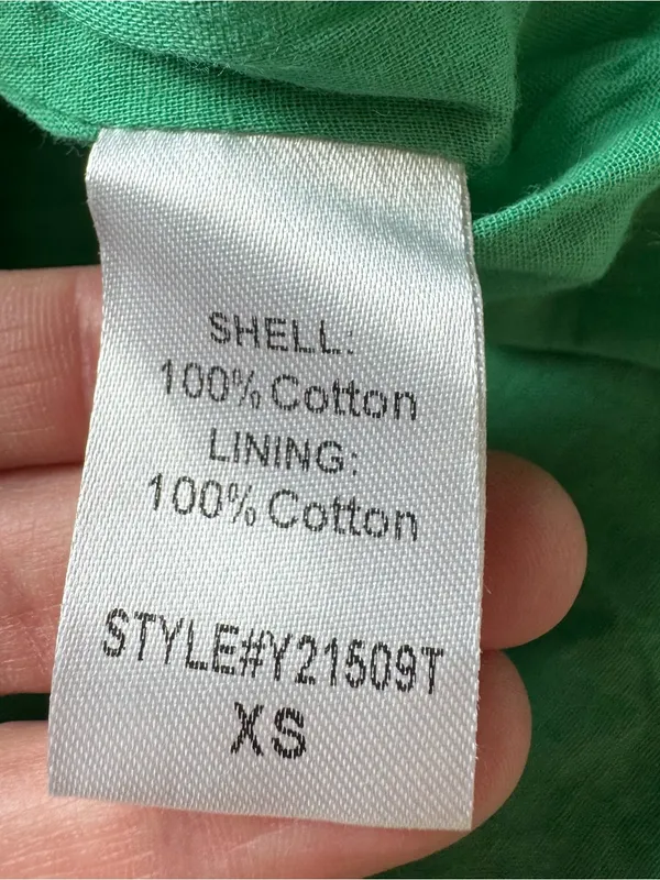 Tuckernuck Pomander Place Cotton Mini Dress XS Green Puff Sleeve Embroidered - Image 10