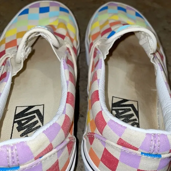 Vans Rainbow Checkerboard Slip-on Sneakers Unisex Size M4 W 5.5 500714 - Image 6