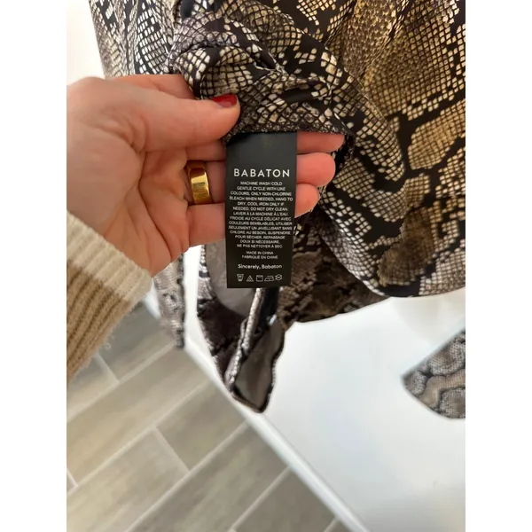 BABATON Snake‎ Print Long Sleeve Draped Bodysuit Women's XS - Image 5