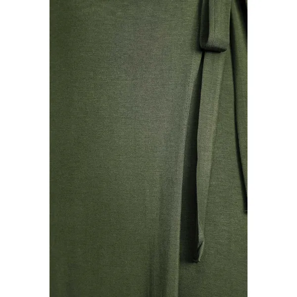 Lulus Garden District Olive Green Wrap Maxi Dress Stretch Jersey Knit Small NWT - Image 5