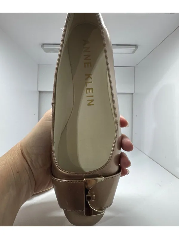 Anne Klein Bronze Ballet Flats with Chic Gold Buckle - Size 8 - Image 2