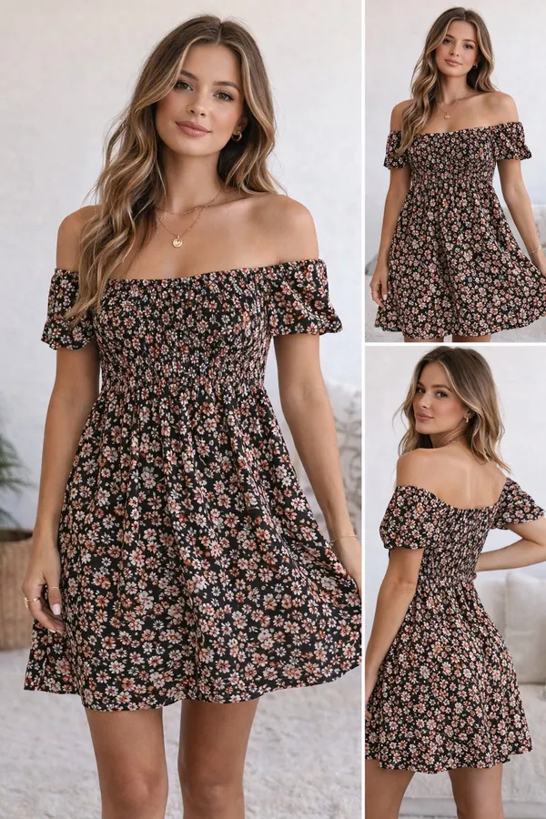 SirenLily Maternity Black Floral Mini Dress - Image 2