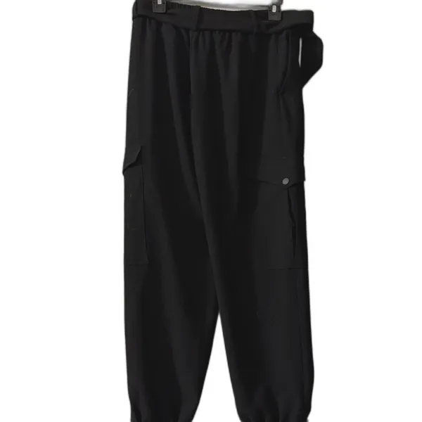 Zara Black Cargo Pants Belted Utility Jogger Snap Ankle Tapered Size M - Image 3