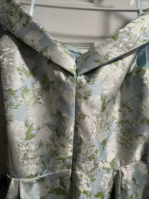 Wedtrend Floral Light Blue and Green Women's Bridesmaid/ Prom Dress - Image 7