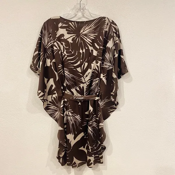Trina Turk Paradise Mini Dress Women's Size Small Brown Palm Print Vacation - Image 5