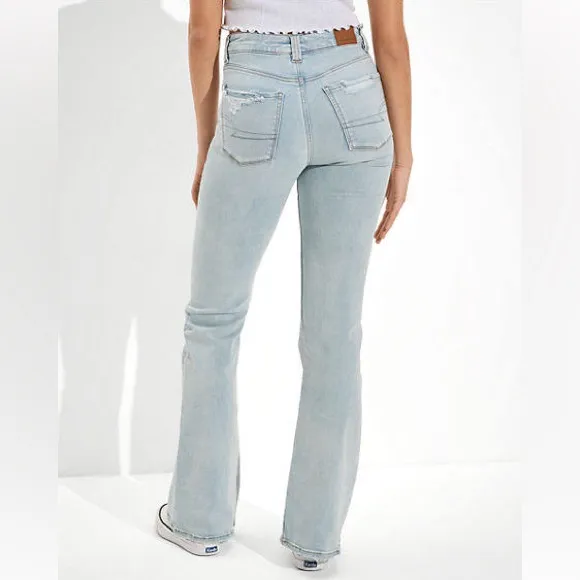 American Eagle Super Hi Rise Flare Jean in Blue Mist Next Level Stretch 18R NWT - Image 4