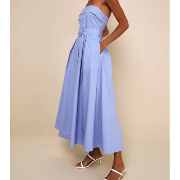 NEW Lulus Trendsetting Choice Periwinkle Strapless A-Line Midi Dress Medium - Image 3