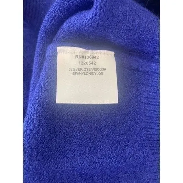 12th Tribe Royal Blue Faux Fur‎ Shoulder Trim Crewneck Sweater Large Maximalist - Image 4