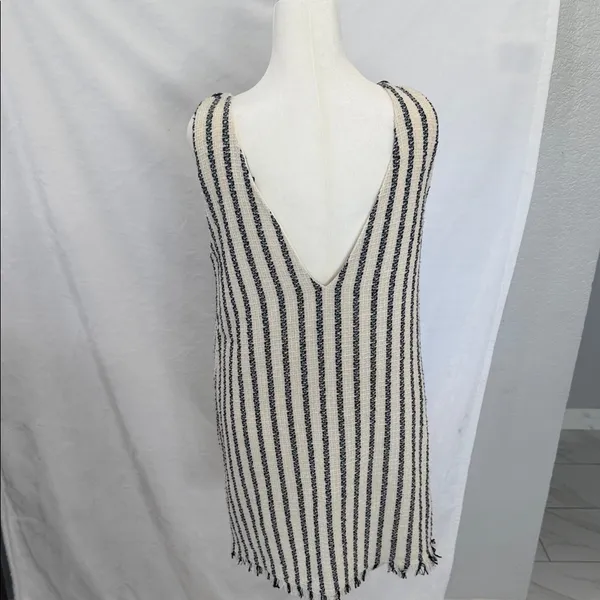 Zara Cream and Black Striped Mini Dress - Image 5