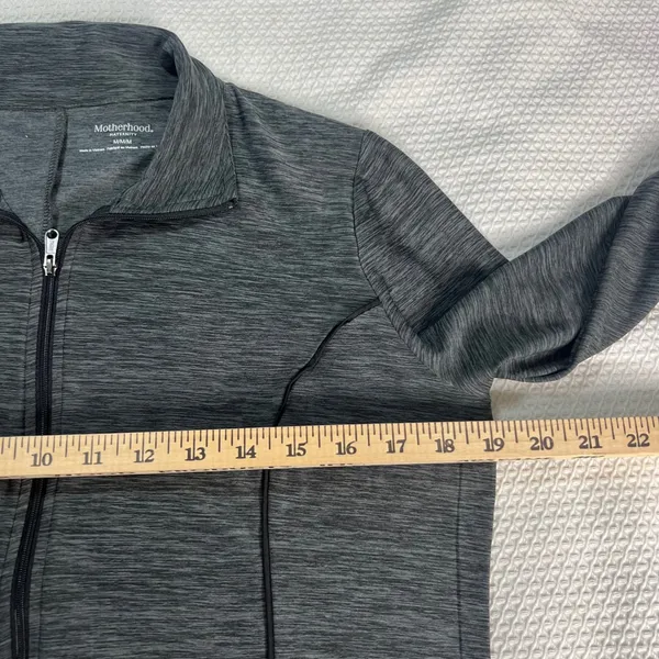 Motherhood Maternity Gray Full Zip Ruched Activewear Jacket Sz Medium Thumbholes - Image 5