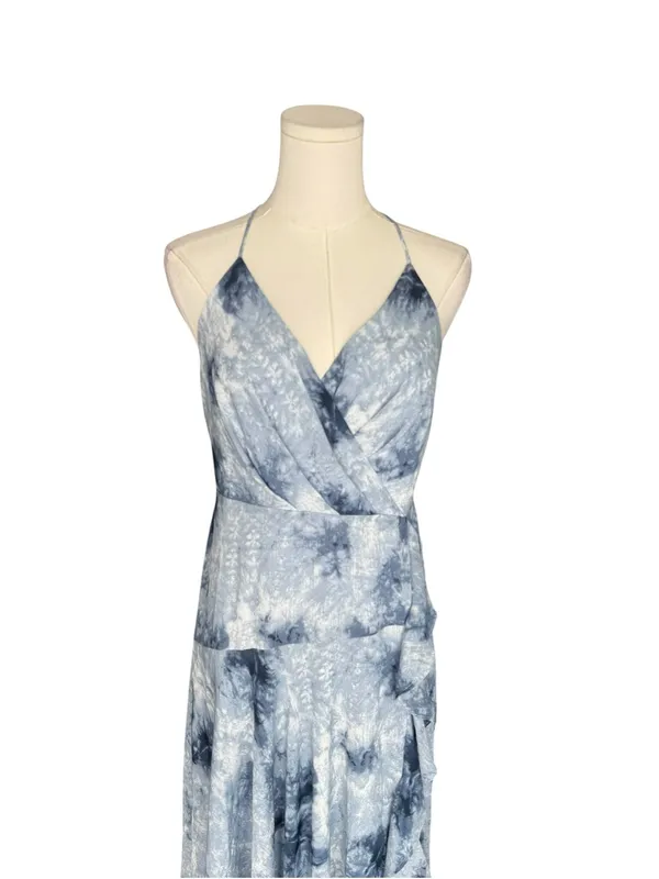 ASTR The Label - NOW Holland Blue Tie Dye Ruffle Maxi Dress Sz L - Image 4