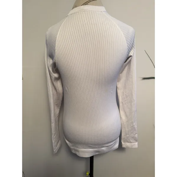 Lululemon‎ Rest Less Pullover Top Womens 8 White Ribbed Thumbholes - Image 3