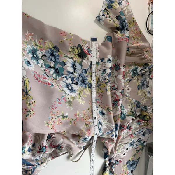 Luna Floral Wrap Dress Mauve Blue V-Neck Short Sleeve Small 17659 Soft‎ Romance - Image 8
