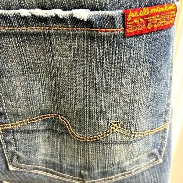 7 for all of Mankind Distressed and Frayed Boycut Button Fly Jeans- Size 27 - Image 8