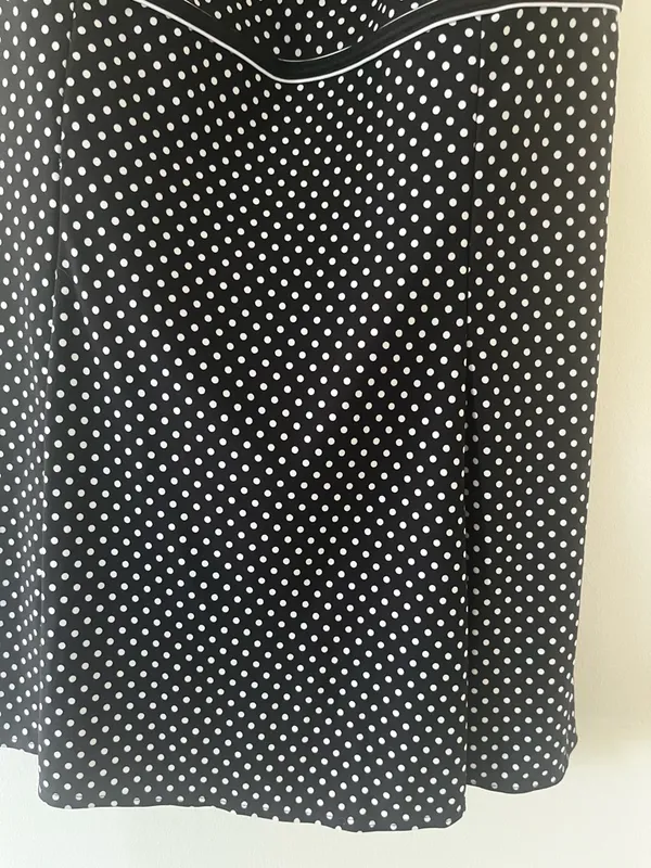 Studio Works Modest polka dot swim dress one piece 14 swimsuit black white retro 1950s - Image 3