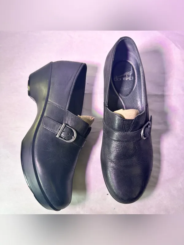 Dansko Black Leather Buckle Slip-On Loafer - Image 5