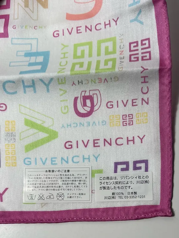 Givenchy 4G Logo Multicolor Pastel Vintage Cotton Handkerchief Bandana Scarf - Image 4