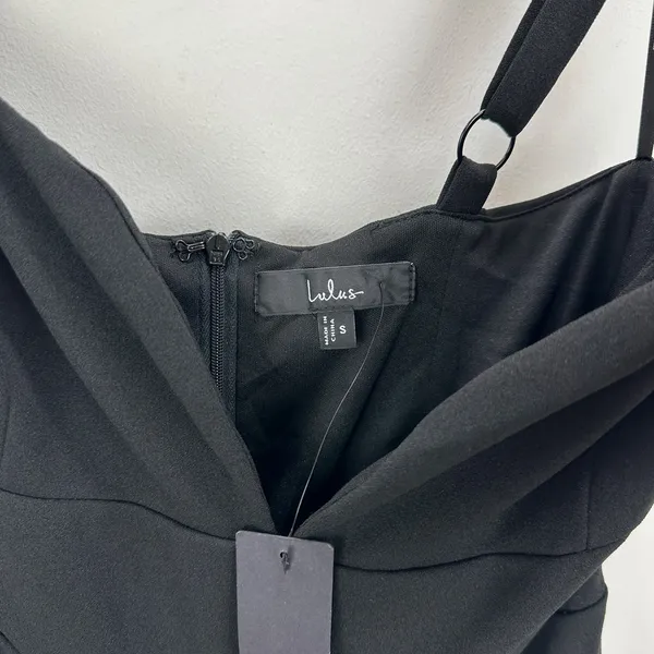 Lulus Brighton Black Plunge Wide-Leg Jumpsuit Formal Classic Cocktail Small NWT - Image 9