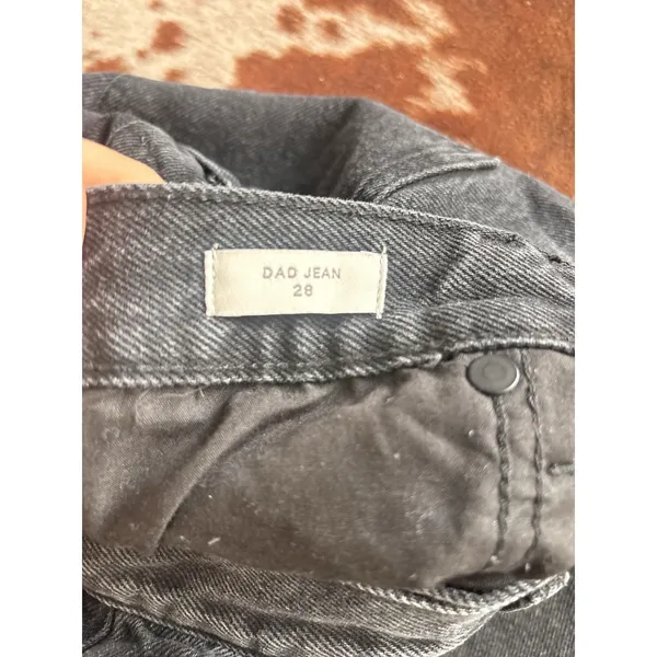 PacSun Women's Washed Black Dad Jeans 28 Mid Rise 5-Pocket Frayed Hem - Image 3