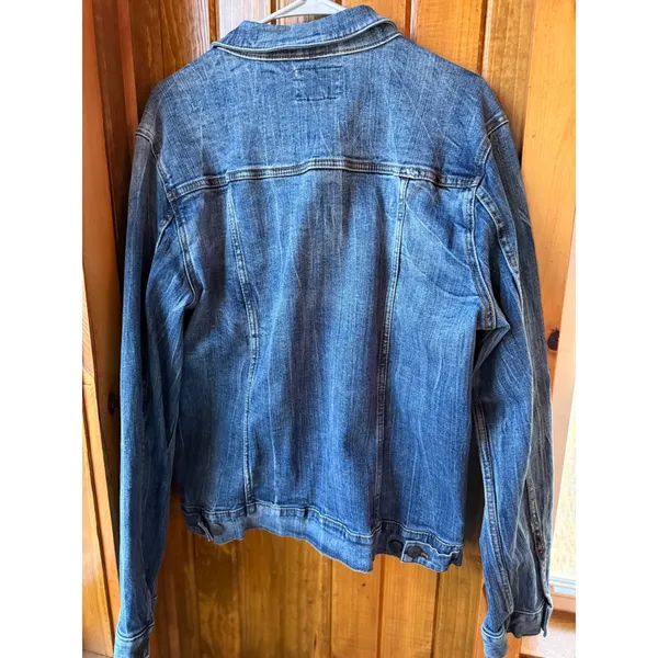 Aeropostale Womens Blue Denim Trucker Jacket Medium Wash Button Front‎ Large - Image 2