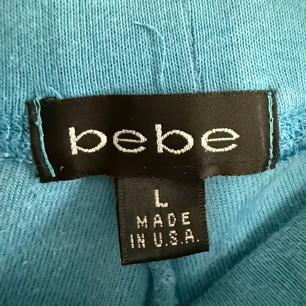 Y2K Vintage BEBE | Low Rise Blue Velour Bling Track Pants Flap Pockets Large - Image 3