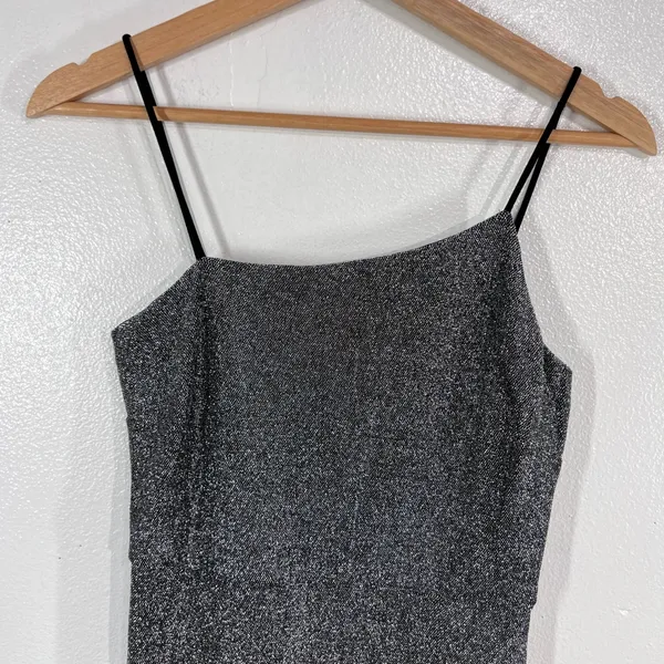 Lulus Metallic Bodycon Mini Dress Small Black Silver Glitter‎ Sparkle Party NYE - Image 8