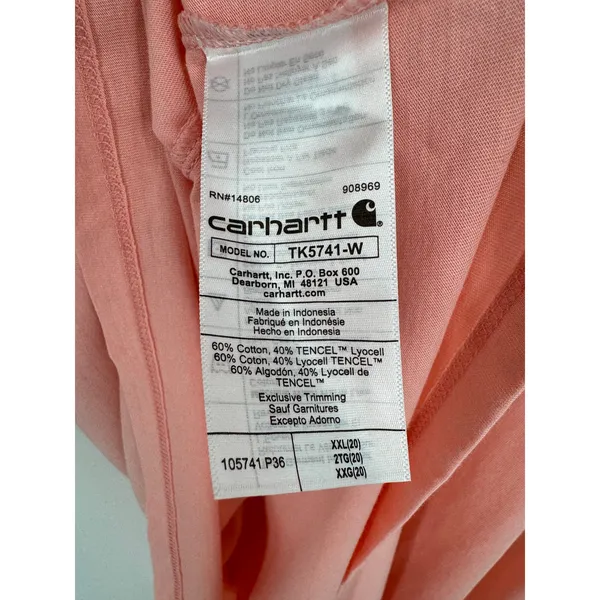 Carhartt T-Shirt women's XXL relaxed fit crew floral C graphic logo peach - Image 7