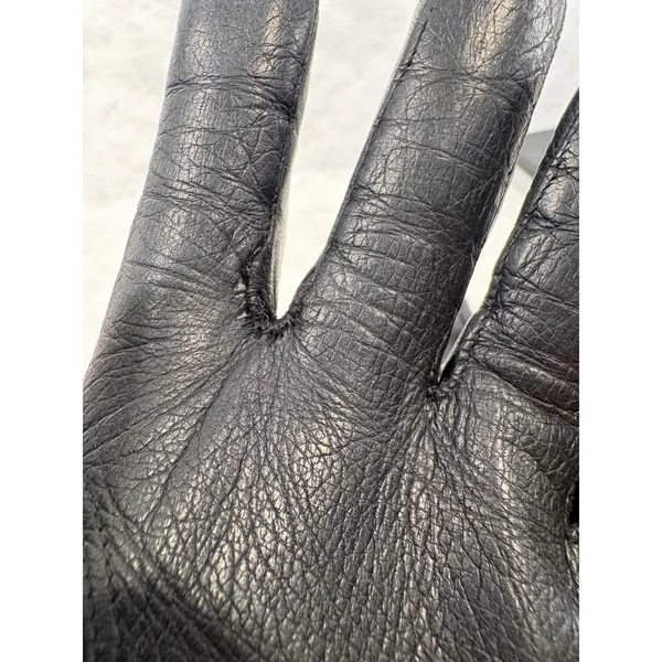 Vintage Black Leather Gloves Medium Vented Cuff Lined Winter Classic Retro - Image 8