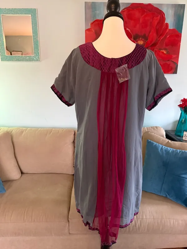 kurta features intricate Rhinestones rich fuchsia and crimson XL Dress Lined FFU - Image 7