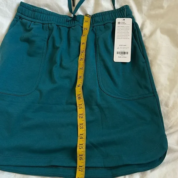 CRZ YOGA Cotton Sweat 17'' Jersey Skirt with Pockets, Green Jade, XS, NWT - Image 8