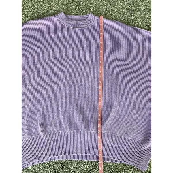 Free People Purple Ribbed Knit Oversized Balloon Sleeve Sweater M - Image 5