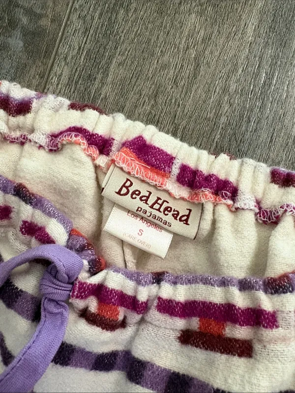 BedHead Aztec Print Flannel Pajama Set Small White - Image 4