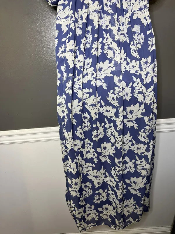 Wallflower Dress Womens Large Blue Floral Square Neck Smocked Maxi Sundress - Image 11