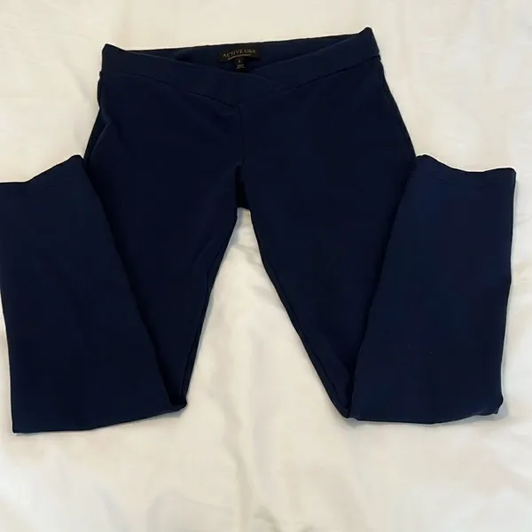 ActiveUSA szL blue elastic wrap front waist leggings great closet staple GUC - Image 2