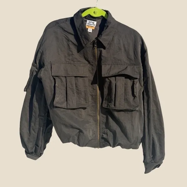 Future Collective Jenny K Lopez Nylon Bomber Utility Cargo Jacket Dark Grey M - Image 8