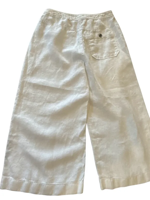 Eileen Fisher white Organic Linen cropped Wide-Leg pants women’s size O - Image 2