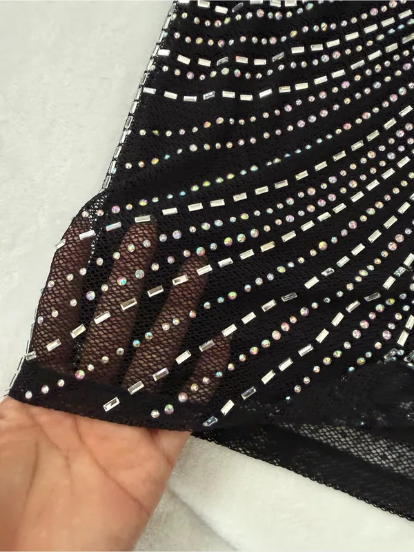Windsor Rhinestone Bodycon Mini Dress NWT Black Glam Party Size S - Image 5