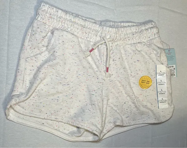 Girls' Knit Pull-On Shorts - Cat & Jack Cream Large 10/12 New Comfy Sweatshorts - Image 2