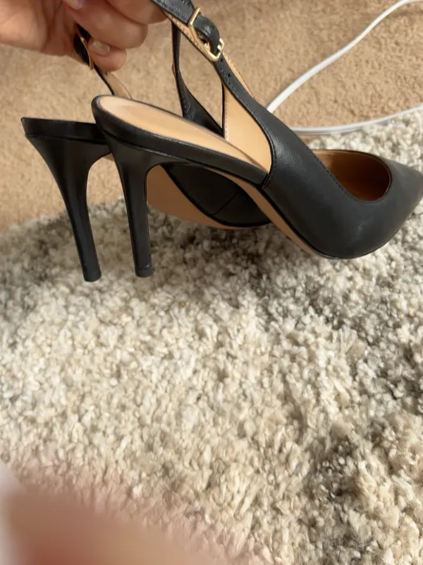 Banana Republic Black Leather Pointed Toe Slingback Heels 7 - Image 5