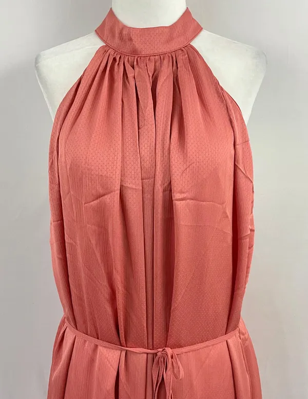 New One One Six Open Back High Neck Sleeveless Tiered Maxi Dress Clay Size Large - Image 4