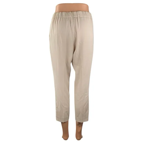 Aritzia Babaton Women's Beige High Rise Tapered Cropped Trousers Pants Size S - Image 3