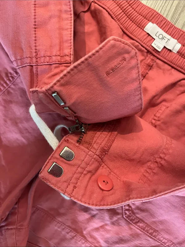 LOFT Cotton Cargo Utility Drawstring Shorts (Sz 14) Clay Salmon Coral - Image 7