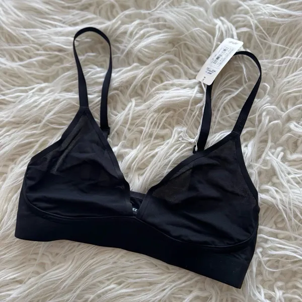 Aerie Smoothez Mesh Bralette True Black Size XS - Image 2