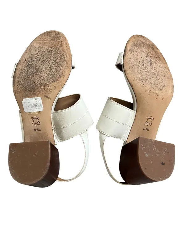 Tory Burch Women’s Eleanor White Leather Gold Metal Block Heel Sandals Size 9.5 - Image 8