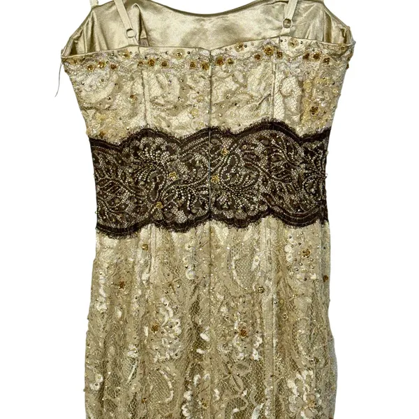 NWT Mandalay Cream Floral Lace Beaded Sequin Mermaid Evening Gown Dress Size 8 - Image 8