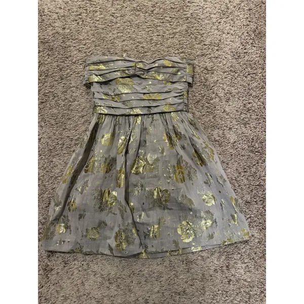 Juicy Couture Gilded Gold‎ Cherry Blossom strapless dress NWT Size 0 Homecoming - Image 5