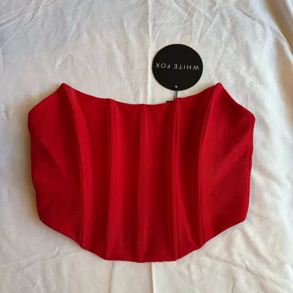 White Fox Red Corset Tube Top - Image 2