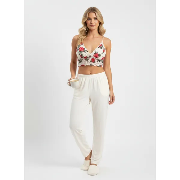 Rue 21 True Ivory Floral Print Padded Bralette Bra Top L - Image 7
