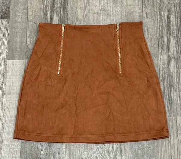 Vegan Suede Micro Mini Skirt Brown Size XS - Image 3