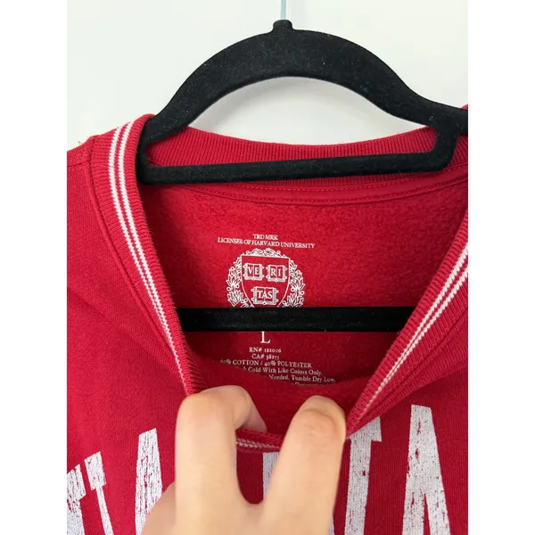 Harvard University Crimson Red Graphic Crewneck Sweatshirt Varsity Striped Large - Image 5